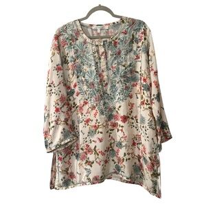 Love Kyla Embroidered Silk Blend Floral Tunic